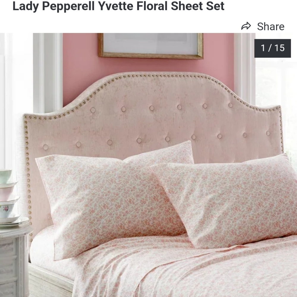 Brand new Lady Pepperell King size sheet set Yvette Floral - Picture 5 of 7